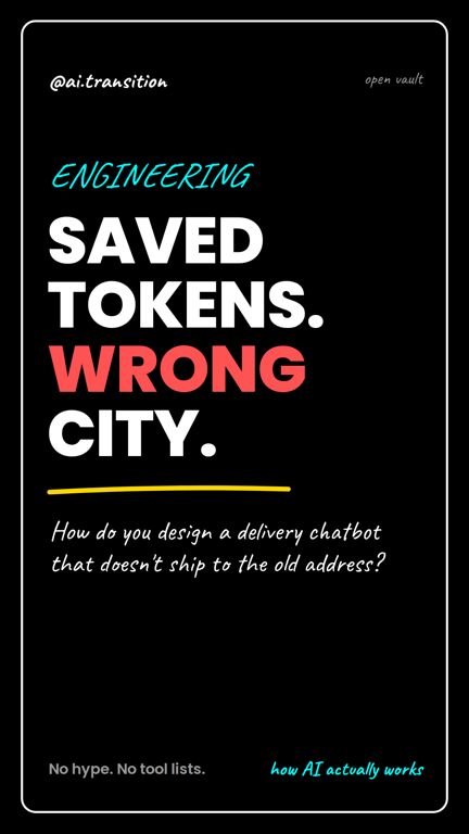Reel cover: Saved tokens. Wrong city.